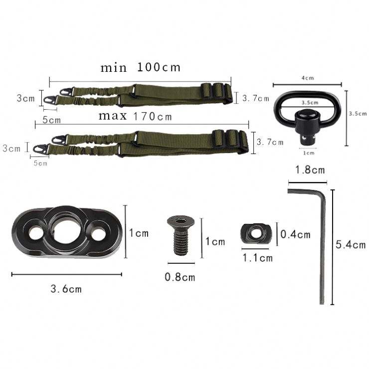 New Ordinary Two-Point Tactical Gun Rope CS Nylon Tactical Shoulder Belt Cross Body Nylon Gun Belt Set