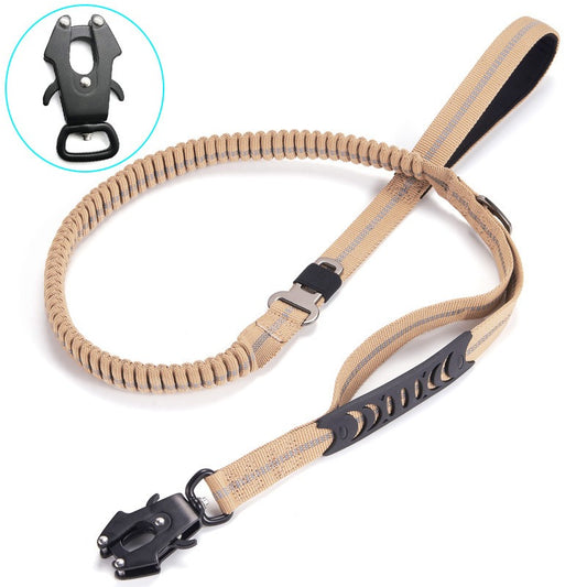 Reflective Explosion-Proof Punching Medium And Large Dogs Frog Buckle Khaki Tactical Car Tow Rope