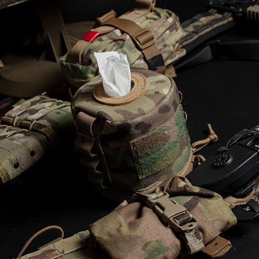 Military Fan Camouflage Roll Paper Outdoor Camping Storage Bag Molle Mounted Ribbon Paper Suction Paper Towel Cover